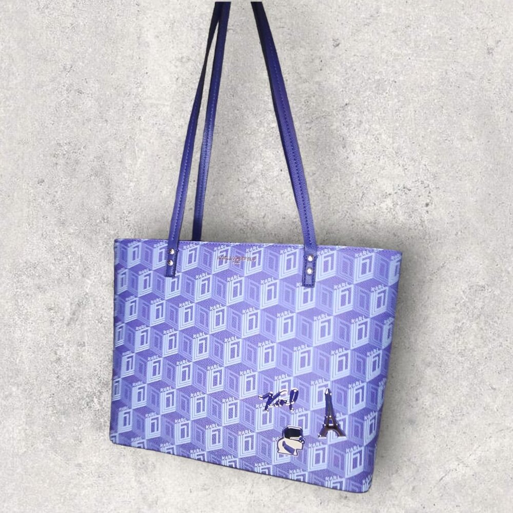 Karl Lagerfeld Blue Signature Maybelle Paris Tote - NWT